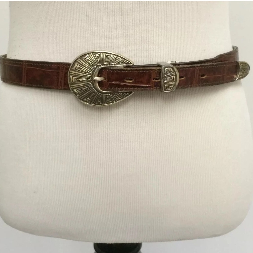 PGA TOUR Danbury Accessories Crocodile Cowhide Leather Belt Metal Buckle USA